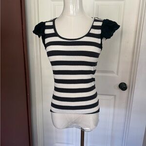 Chic Striped Black and White Women's Top